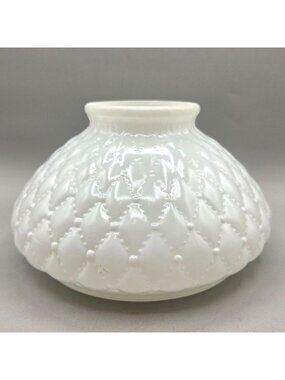 Vintage Diamond Quilted Lamp Shade Globe White Glass Table Lamp 6.75" Fitter